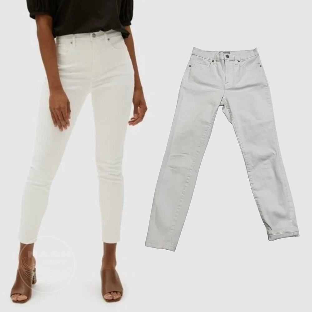 Everlane High Rise Skinny Ankle Jeans | White Denim, Size 26